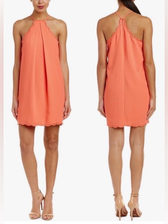 Trina Turk Dresses & Skirts - Trina Turk Scalloped Halter Mini Dress Coral Orange Crape Size 12 Spring Summer